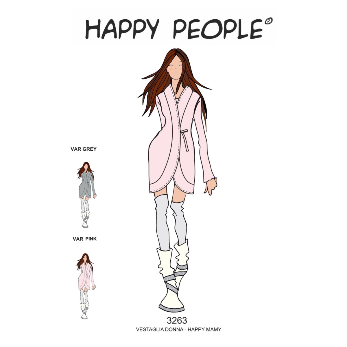 Ρόμπα Γυναικεία 3263 Γκρι Happy Mamy by Happy People