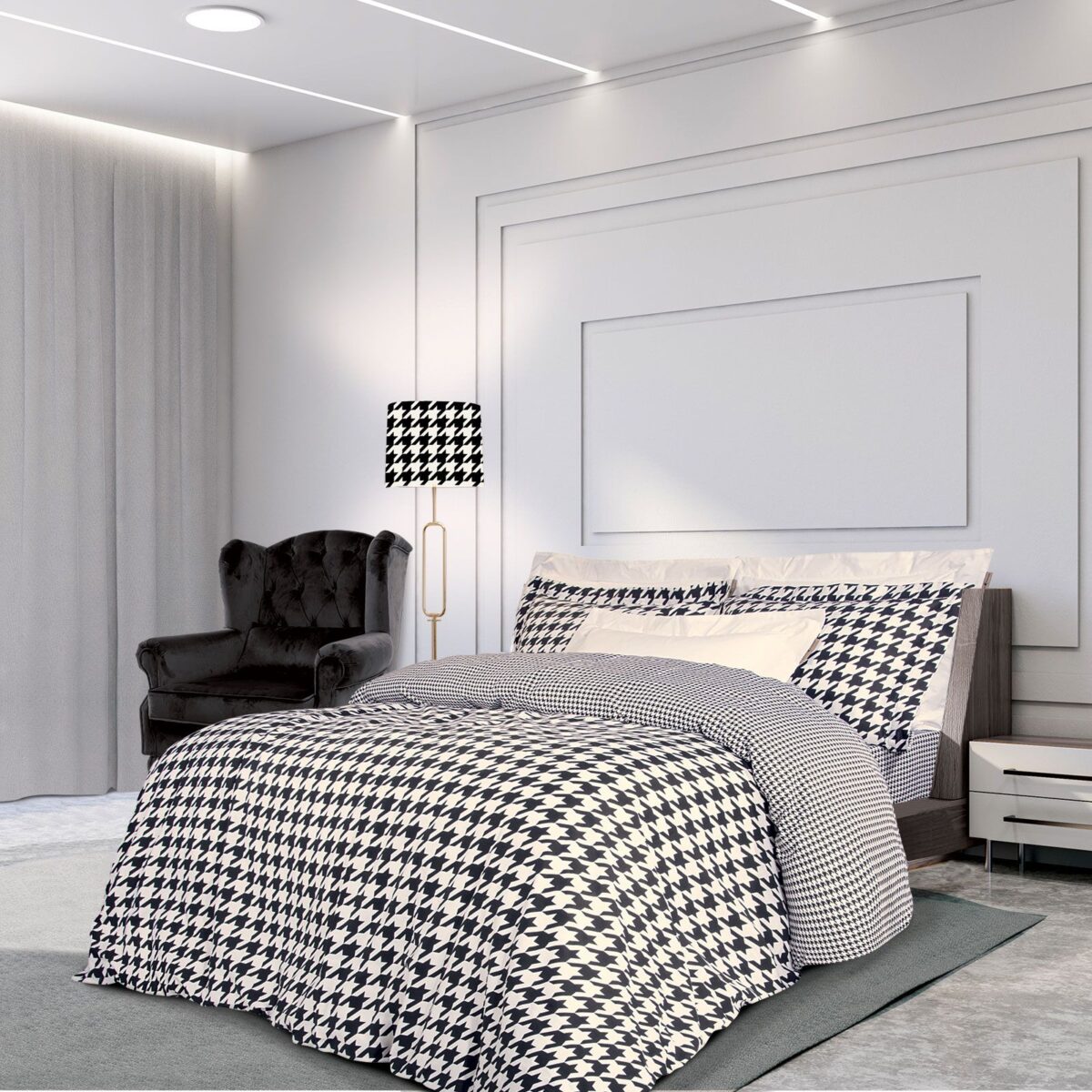 Σεντόνια σετ υπέρδιπλο 240x260, 50x70+5 Εκρού-Μαύρο 2124 Greenwich Polo Club