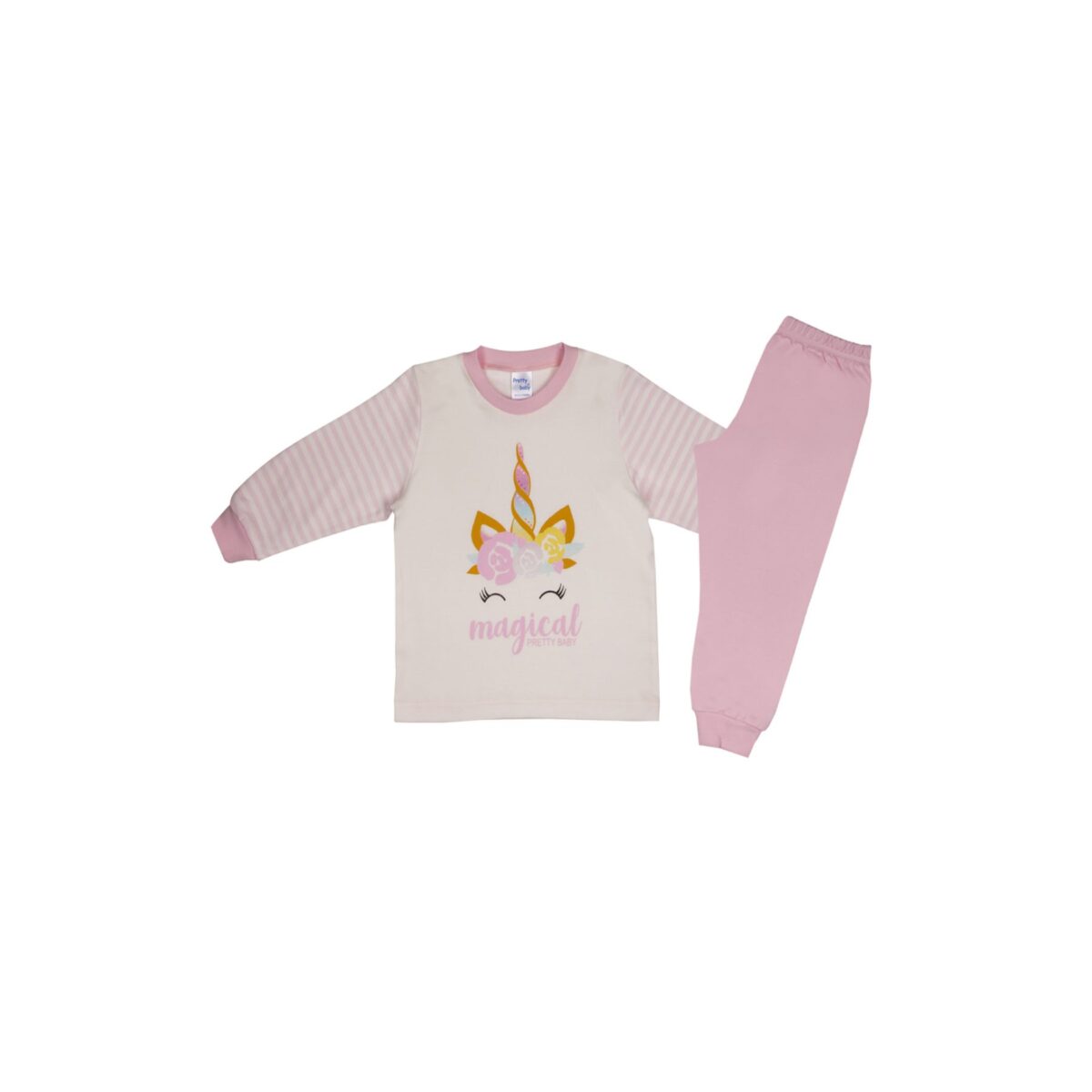 Κοριτσίστικη πιτζάμα Magical Unicorn 69166-37 Εκρού - Ροζ Pretty Baby