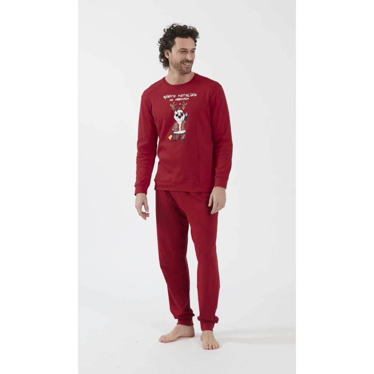 Ανδρική πυτζάμα 15901 Natale Κόκκινη Crazy Farm