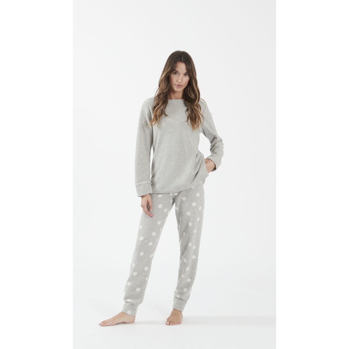 Γυναικεία μπλούζα Polar ζεστή με χνουδάτη υφή LV285 Grey Mix & Match LOVE