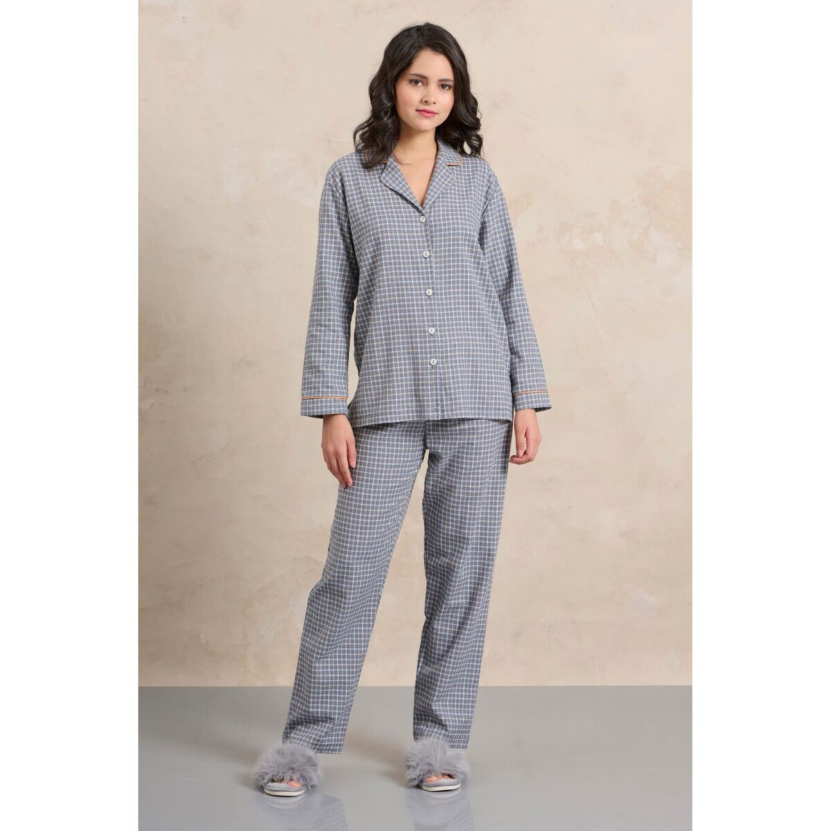 Γυναικεία πυτζάμα κουμπωτή καρώ 7915 Τυπος Jeannette Lingerie