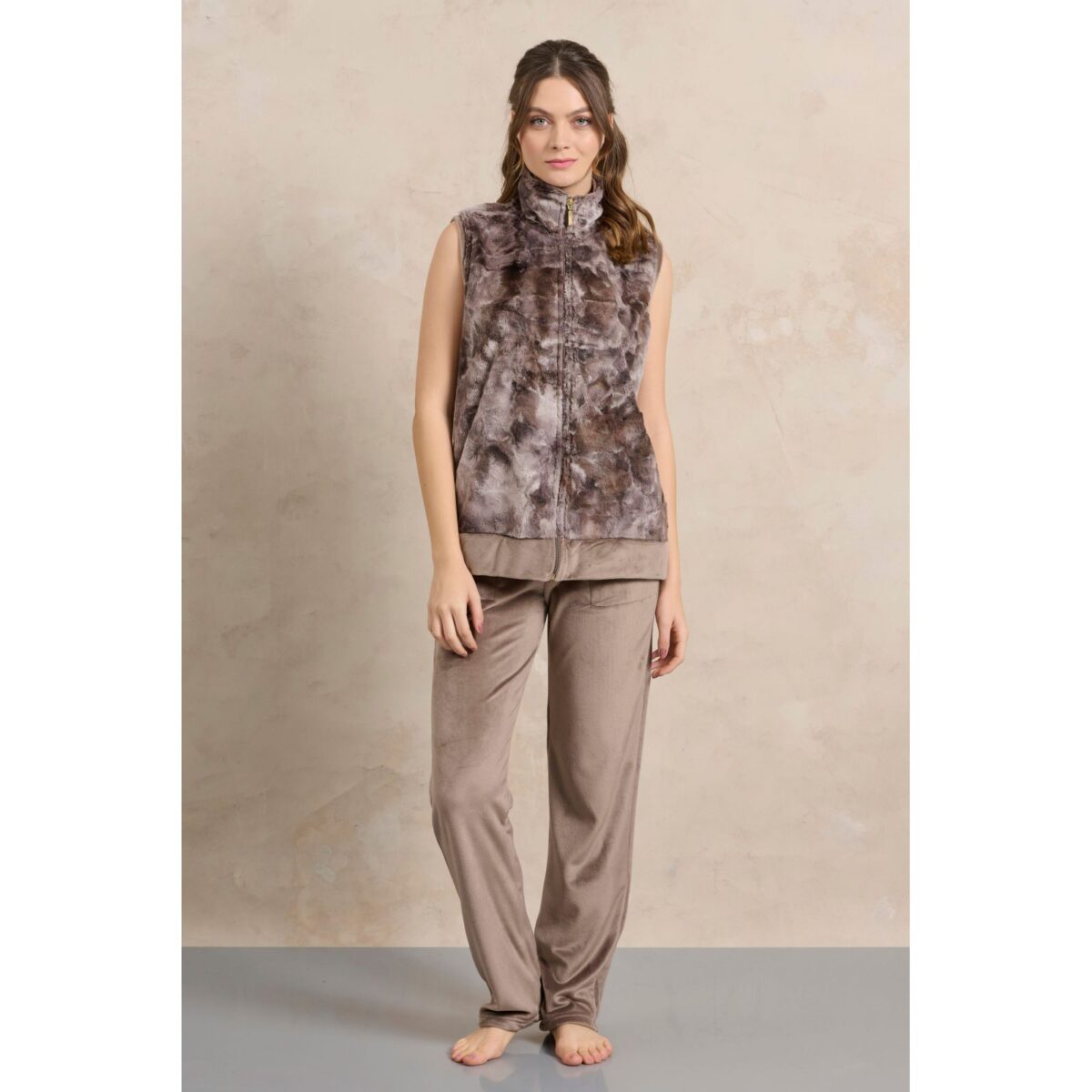Γυναικεία ζακέτα βελούδο με γούνα 7990 Πουρο Jeannette Lingerie